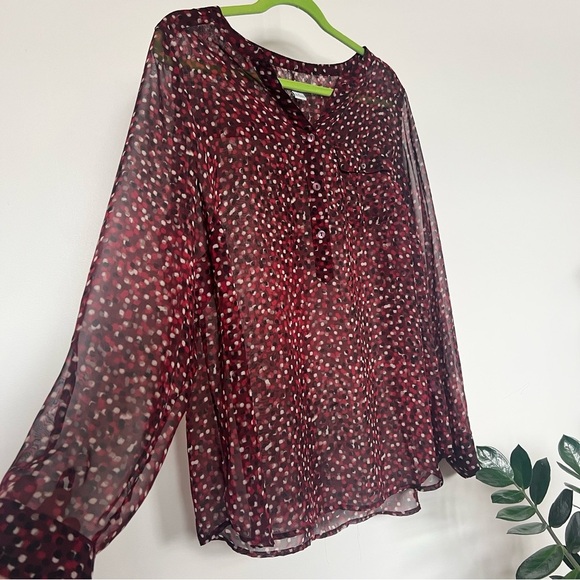 Liz Claiborne sheer long sleeve blouse (1X) - Picture 1 of 7